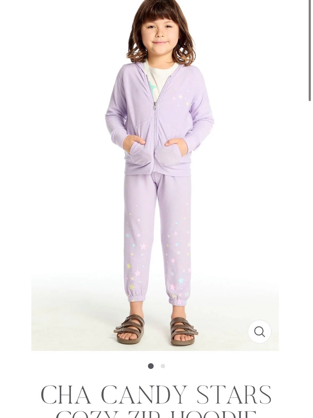 Chaser Lavender Star Print Kids Hoodie Jumpsuit with Pastel Stars - Picture 7 of 8